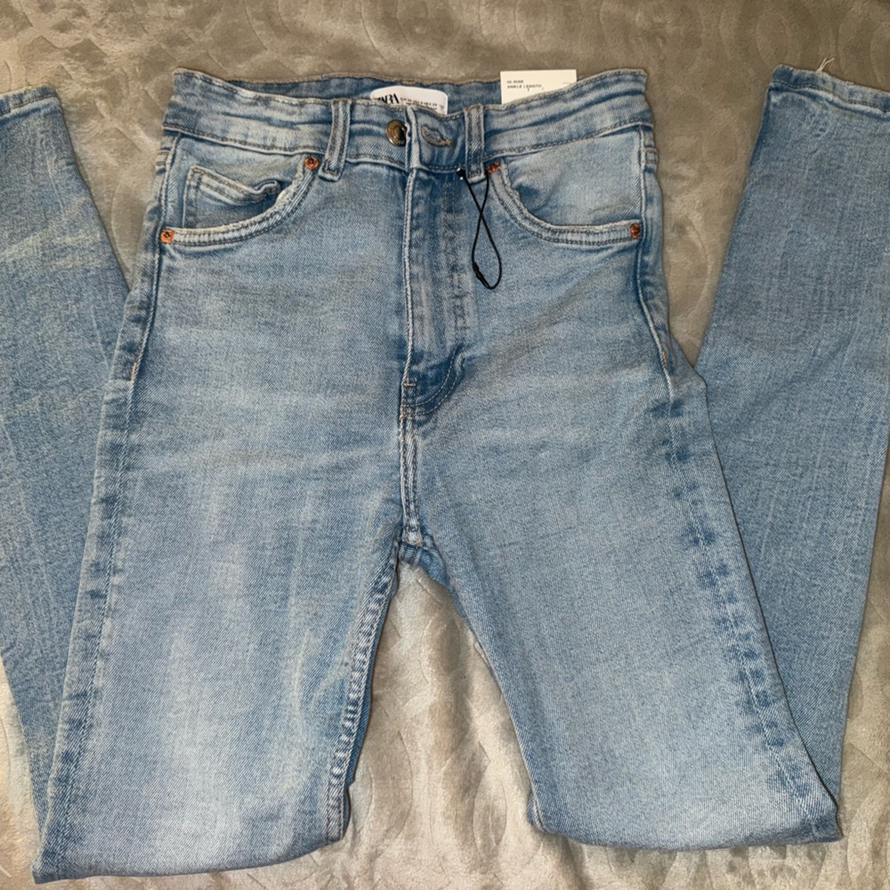 Zara Light Blue Straight Leg Jeans